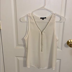 White Sleeveless Shirt w/ Adjustable Zipper